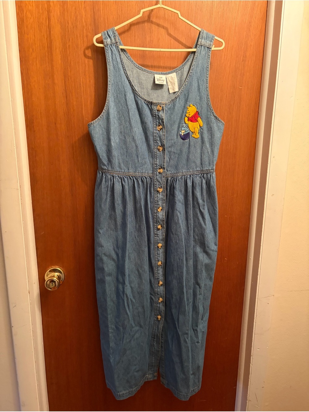 Disney Blue Denim Button-Front Dress with Winnie the Pooh Patch